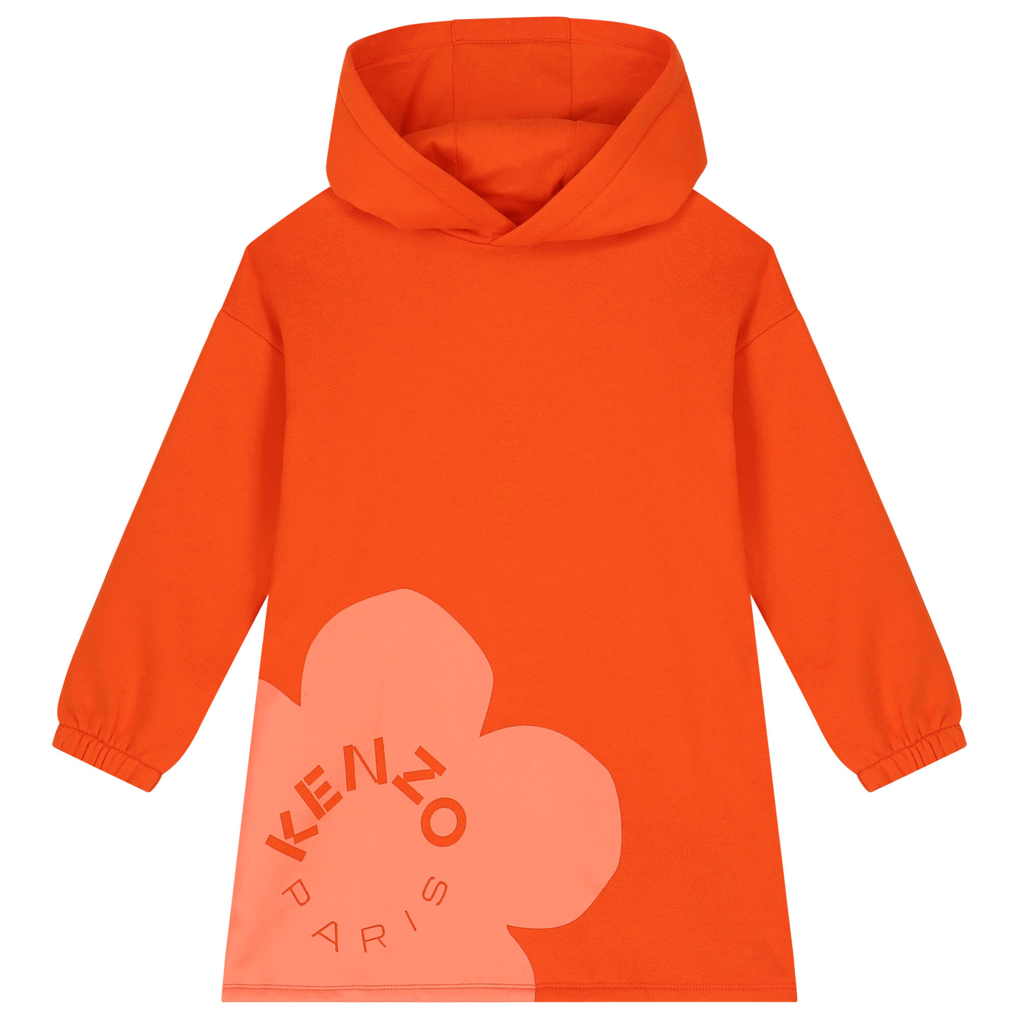 KENZO KIDS Girls Orange Boke Flower Hooded Dress Junior Couture UAE